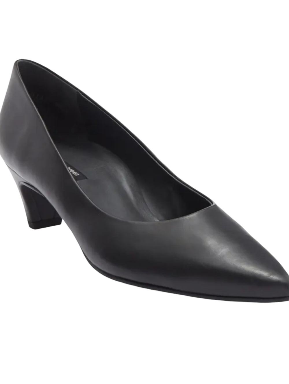 Paul Green Black Leather Kitten Heel Pump sz 5.5
